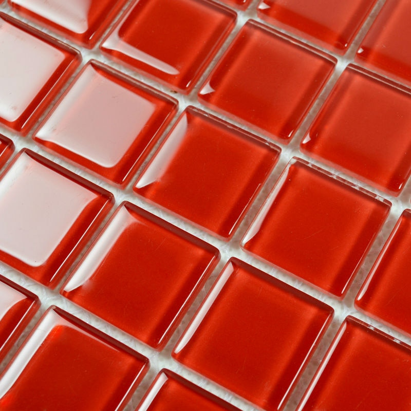 Red glass mosaic tile