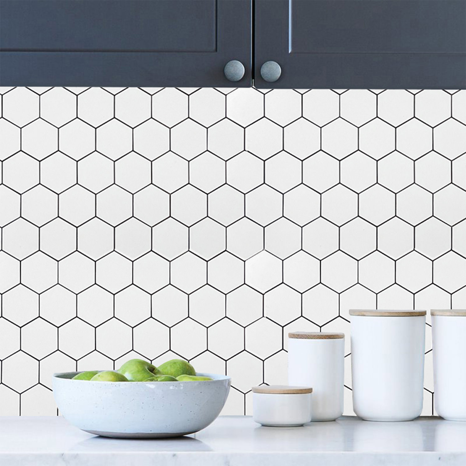 Hexagon White Peel & Stick Aluminum Mosaic Tiles - GAUDI